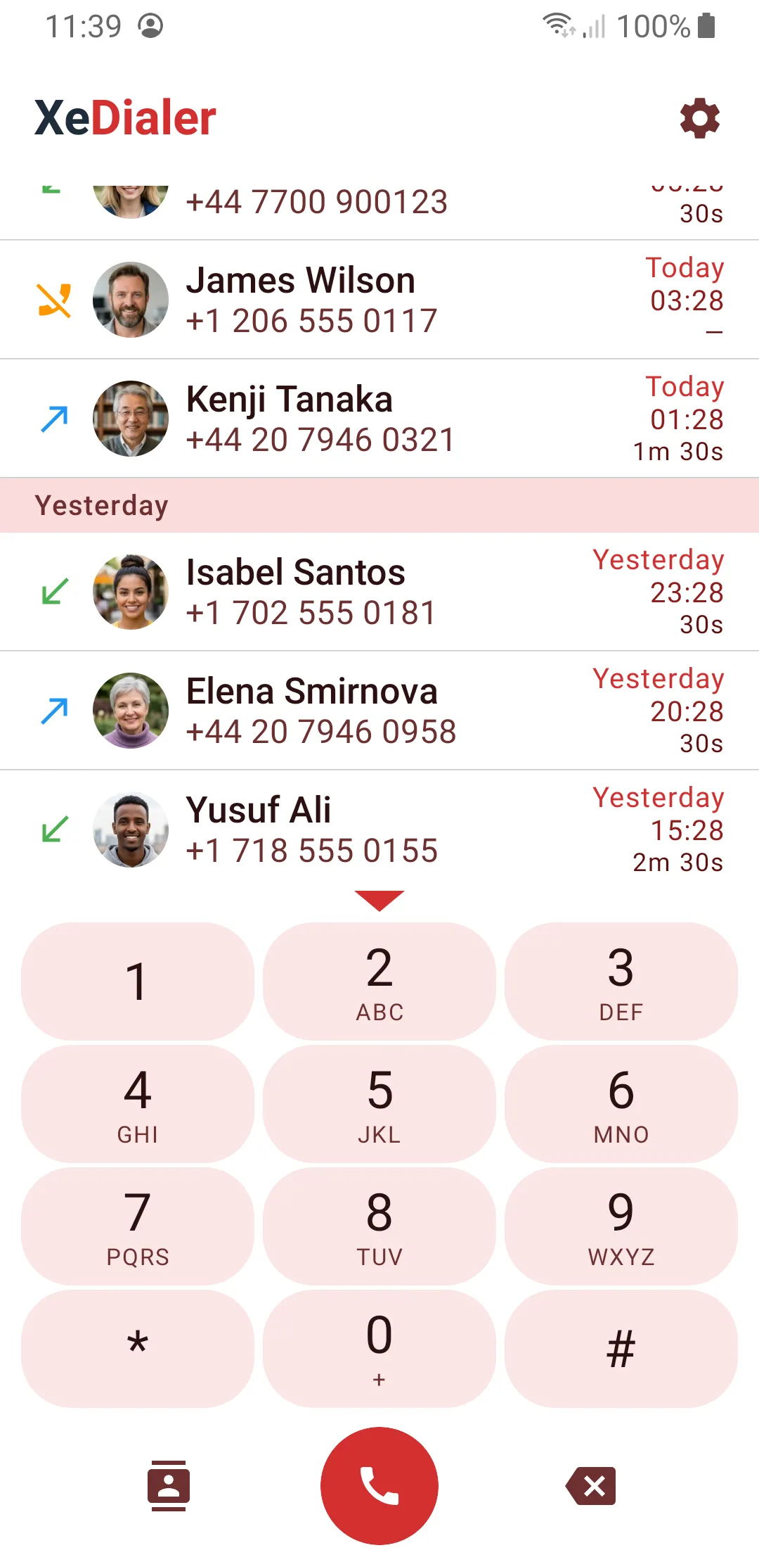 XeDialer: Red theme